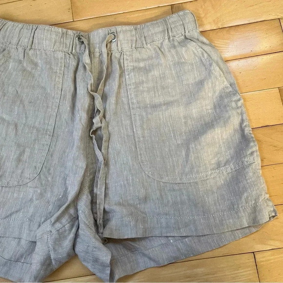 Tahari 100% Hemp Tan Shorts Size S High Rise Pocket Pull On - Picture 2 of 8